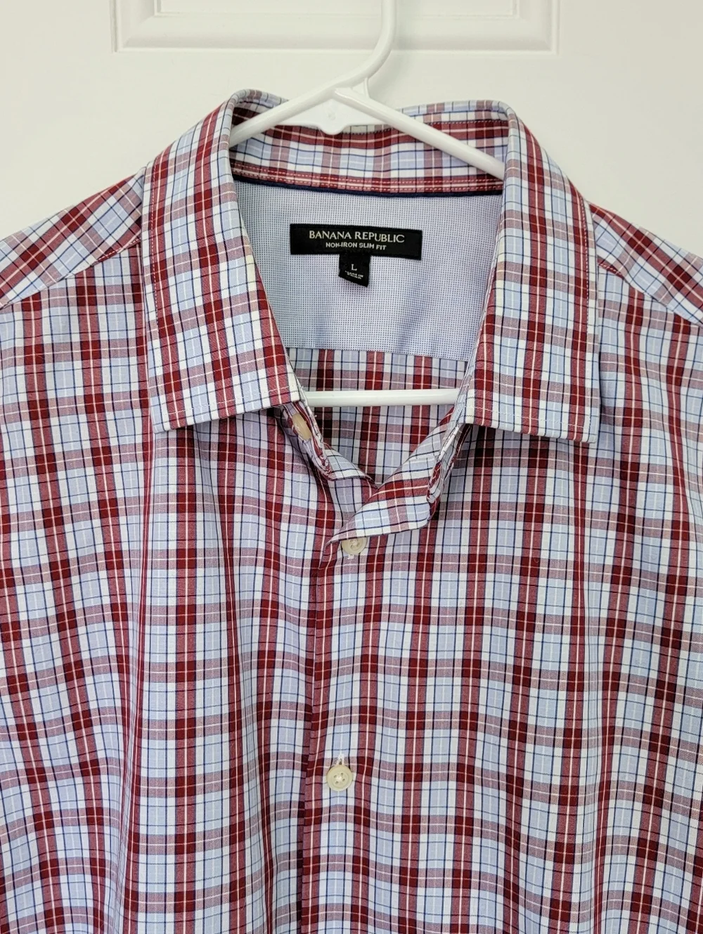 Banana Republic Non Iron Tailored Slim Fit Plaid Button Long Sleeve Shirt Large